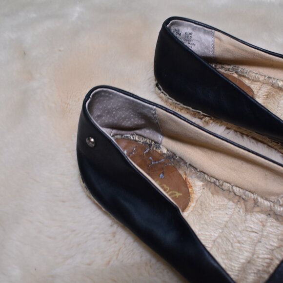 Sam Edelman Lynn Black Leather Espadrille Flats Size 8.5 Slip On Boho Shoes - Picture 11 of 14